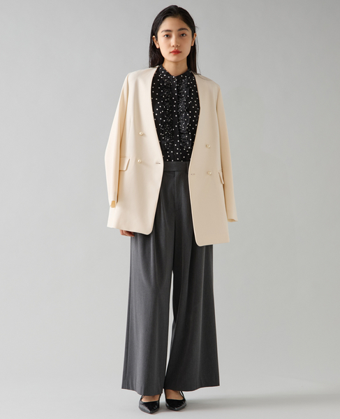 ノーカラーダブルジャケット 詳細画像 アイボリー 2