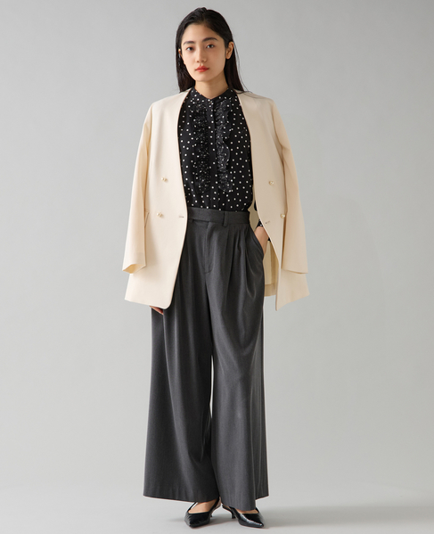 ノーカラーダブルジャケット 詳細画像 アイボリー 4