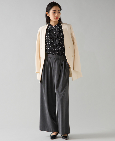 ノーカラーダブルジャケット 詳細画像 アイボリー 5