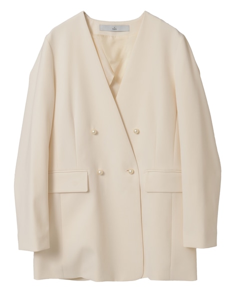 ノーカラーダブルジャケット 詳細画像 アイボリー 7