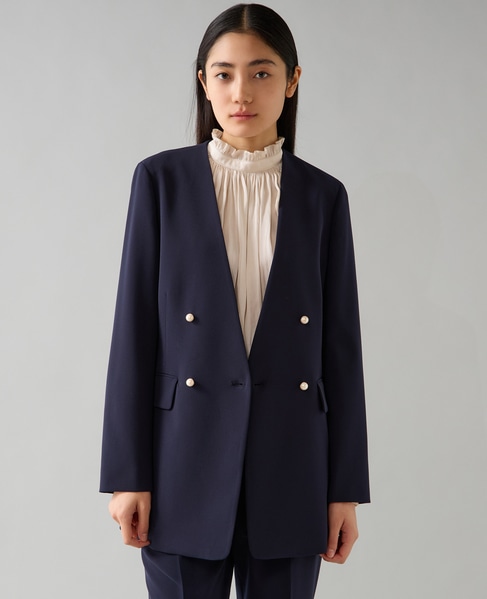 ノーカラーダブルジャケット 詳細画像 ネイビー 1