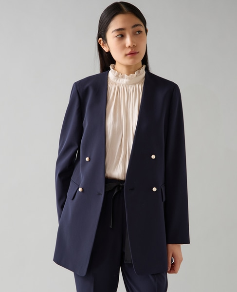 ノーカラーダブルジャケット 詳細画像 ネイビー 2