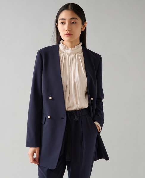 ノーカラーダブルジャケット 詳細画像 ネイビー 3