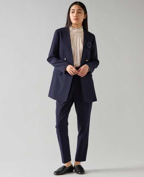 ノーカラーダブルジャケット 詳細画像 ネイビー 6