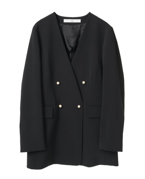 ノーカラーダブルジャケット 詳細画像 ブラック 1