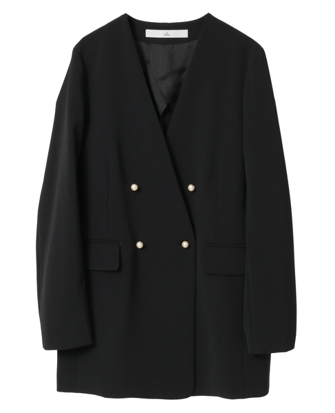 ノーカラーダブルジャケット 詳細画像 ブラック 4