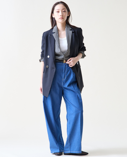 ギンガムチェックジャケットブラウス 詳細画像 ホワイト&times;ブラック 14