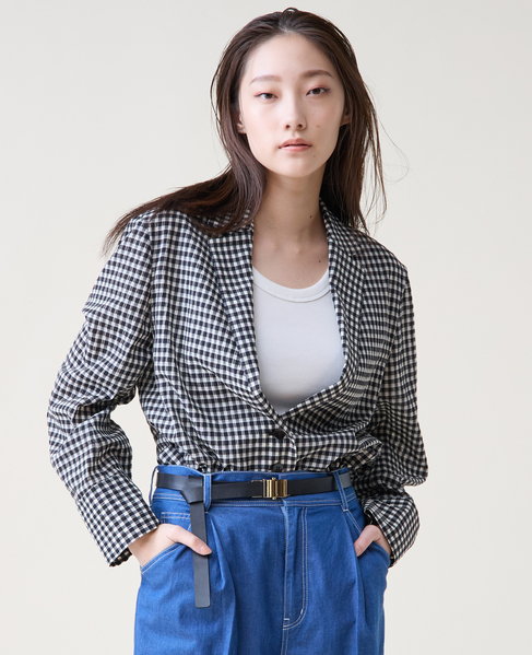 ギンガムチェックジャケットブラウス 詳細画像 ホワイト&times;ブラック 4