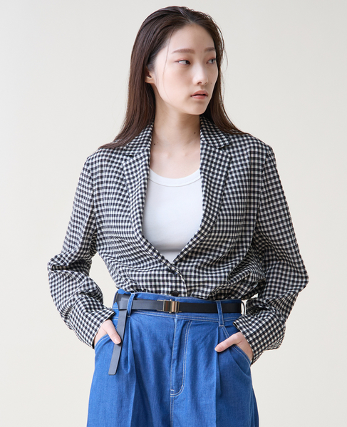 ギンガムチェックジャケットブラウス 詳細画像 ホワイト&times;ブラック 5