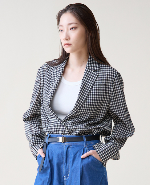 ギンガムチェックジャケットブラウス 詳細画像 ホワイト&times;ブラック 6