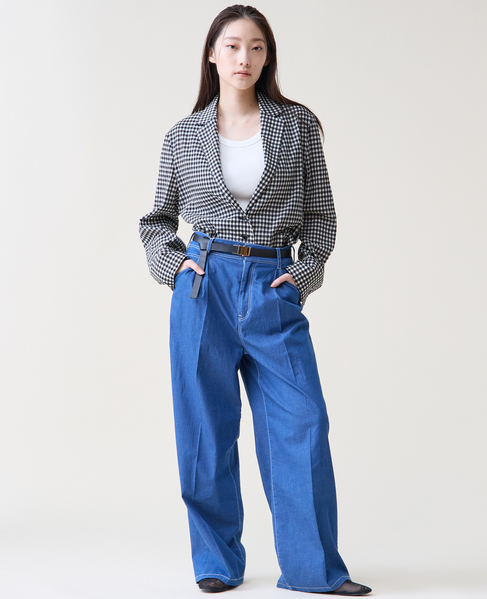 ギンガムチェックジャケットブラウス 詳細画像 ホワイト&times;ブラック 8