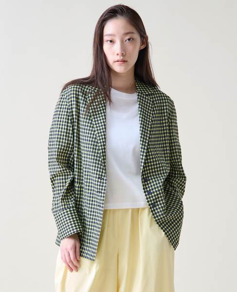 ギンガムチェックジャケットブラウス 詳細画像 ネイビー×イエロー 2