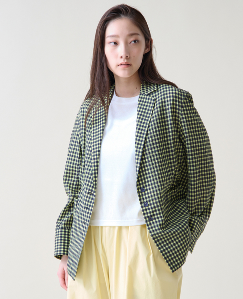 ギンガムチェックジャケットブラウス 詳細画像 ネイビー×イエロー 3