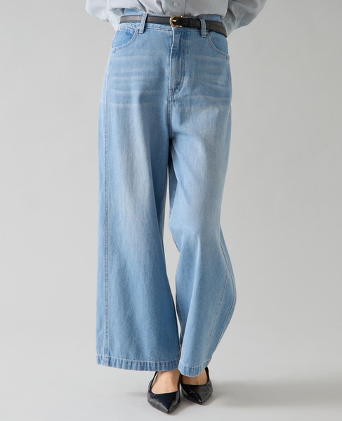 ハイウエストワイドデニムパンツ 詳細画像 ブリーチブルー 1
