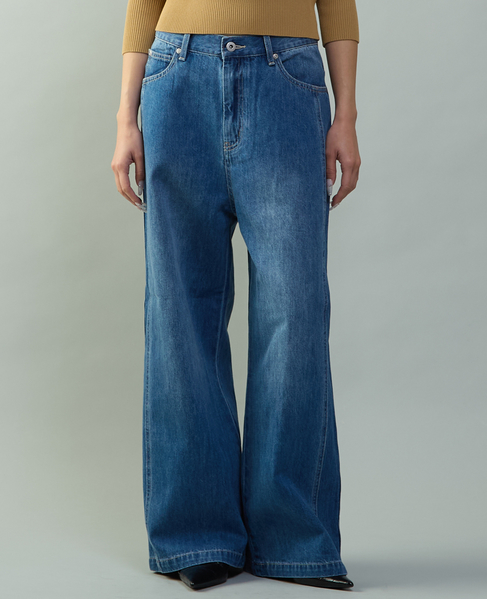 ハイウエストワイドデニムパンツ 詳細画像 ミディアムブルー 1