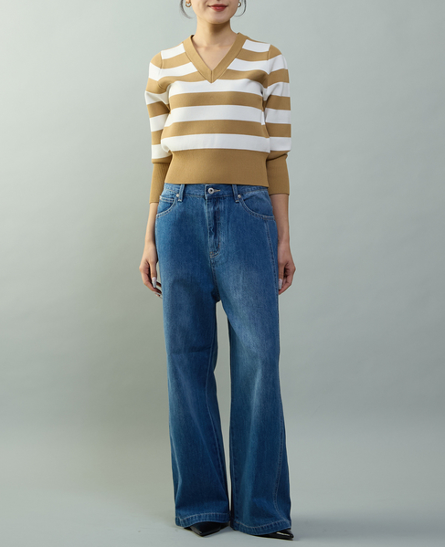 ハイウエストワイドデニムパンツ 詳細画像 ミディアムブルー 2