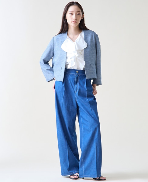 デニムタックパンツ 詳細画像 インディゴブルー 6