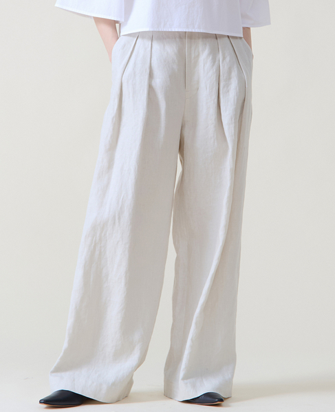 リネンタックワイドパンツ 詳細画像 ベージュ 1