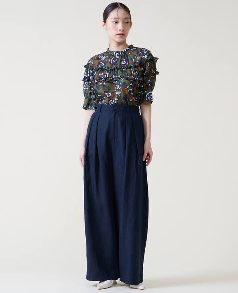 リネンタックワイドパンツ 詳細画像 ネイビー 2