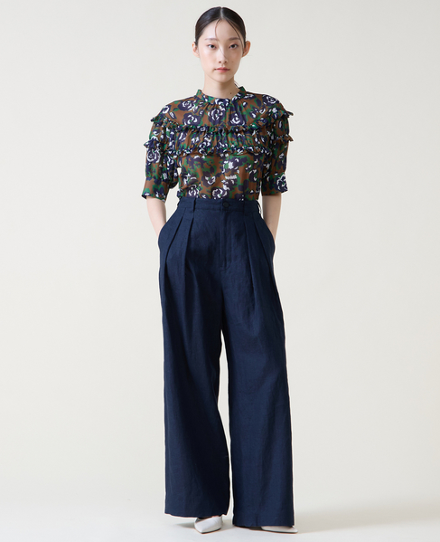 リネンタックワイドパンツ 詳細画像 ネイビー 3