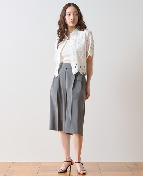 ワイドタックハーフパンツ 詳細画像 グレー 4