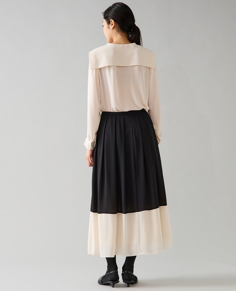 バイカラーギャザースカート 詳細画像 ブラック 5