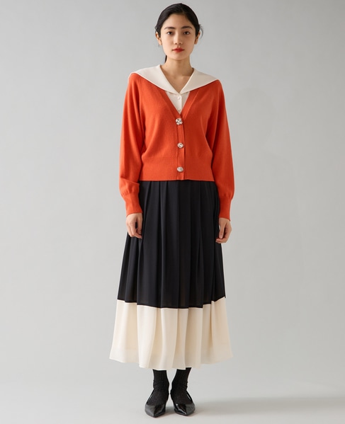 バイカラーギャザースカート 詳細画像 ブラック 6