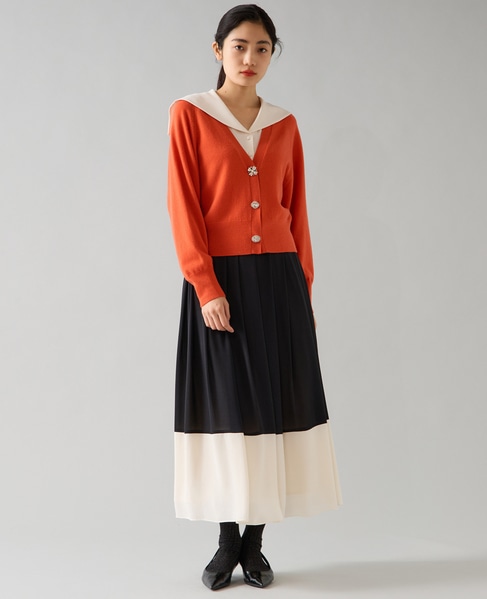 バイカラーギャザースカート 詳細画像 ブラック 7