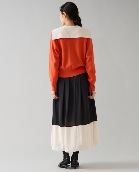バイカラーギャザースカート 詳細画像 ブラック 9