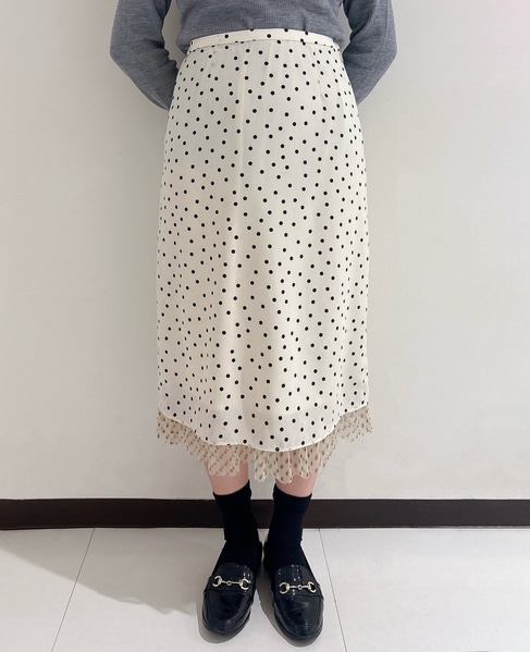 ドットプリントフリルスカート 詳細画像 ホワイト 2