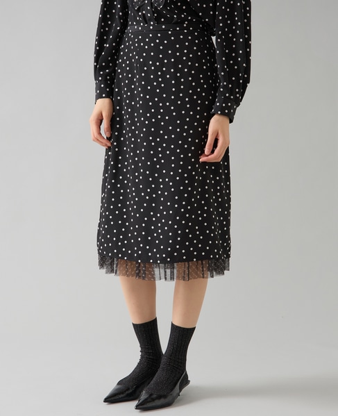 ドットプリントフリルスカート