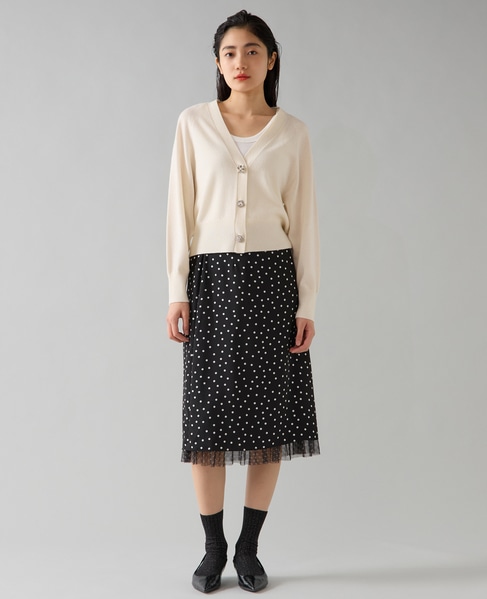 ドットプリントフリルスカート 詳細画像 ブラック 8