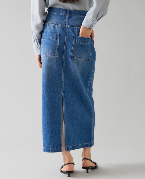 デニムタイトマキシスカート 詳細画像 ミディアムブルー 2