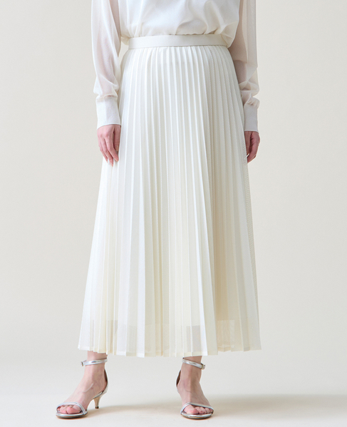 メッシュプリーツスカート 詳細画像 アイボリー 1