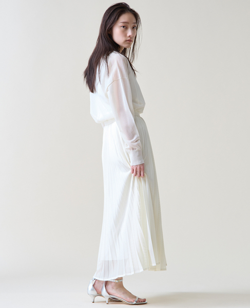 メッシュプリーツスカート 詳細画像 アイボリー 2