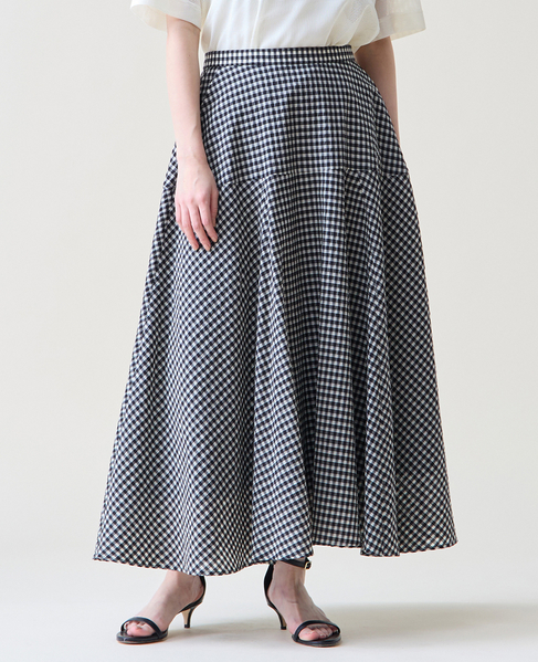 ギンガムチェックフレアスカート 詳細画像 ホワイト×ブラック 1