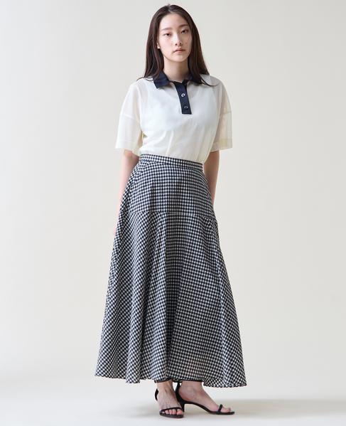 ギンガムチェックフレアスカート 詳細画像 ホワイト×ブラック 3