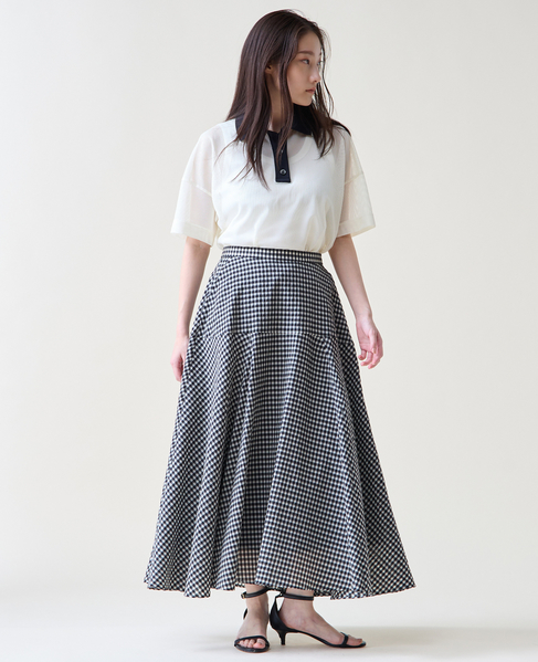 ギンガムチェックフレアスカート 詳細画像 ホワイト×ブラック 4