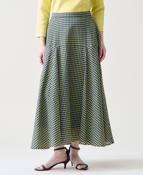 ギンガムチェックフレアスカート 詳細画像 ネイビー×イエロー 1