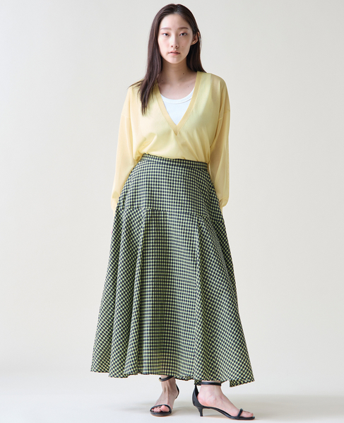 ギンガムチェックフレアスカート 詳細画像 ネイビー×イエロー 2