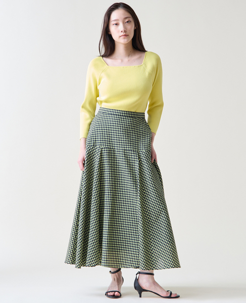 ギンガムチェックフレアスカート 詳細画像 ネイビー×イエロー 4