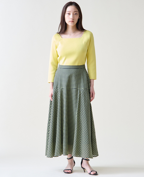 ギンガムチェックフレアスカート 詳細画像 ネイビー×イエロー 5