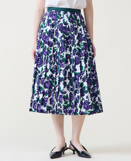 オールドローズプリントプリーツスカート