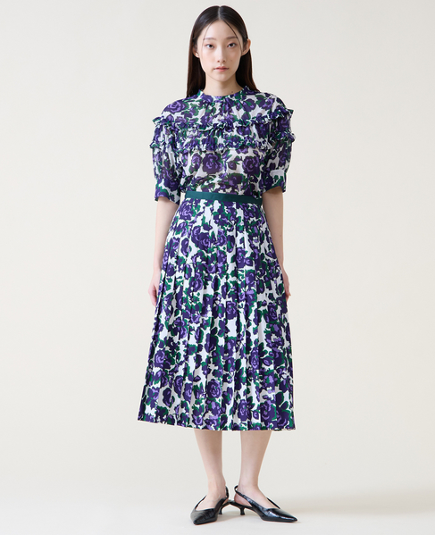 オールドローズプリントプリーツスカート 詳細画像 オフホワイト 4