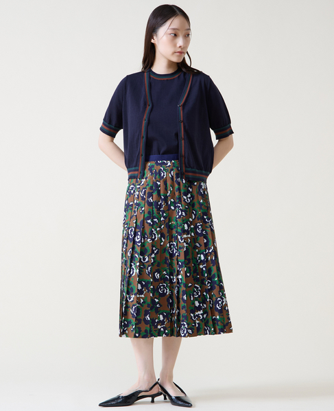 オールドローズプリントプリーツスカート 詳細画像 ブラウン 2