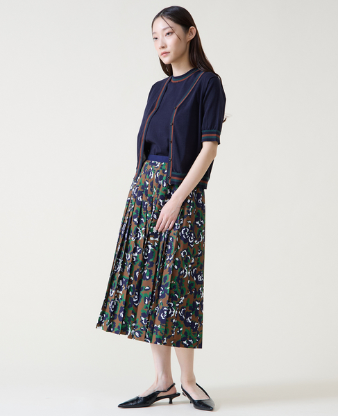 オールドローズプリントプリーツスカート 詳細画像 ブラウン 4