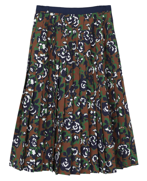 オールドローズプリントプリーツスカート 詳細画像 ブラウン 6