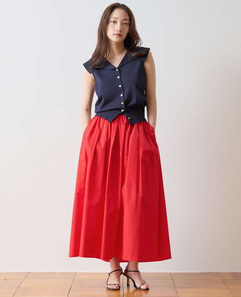 タックギャザーフレアスカート 詳細画像 レッド 1