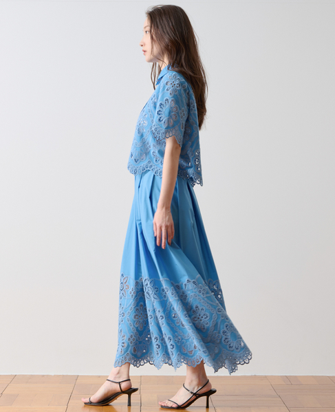 カットワークレーススカート 詳細画像 ブルー 3