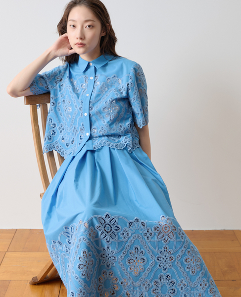 カットワークレーススカート 詳細画像 ブルー 4